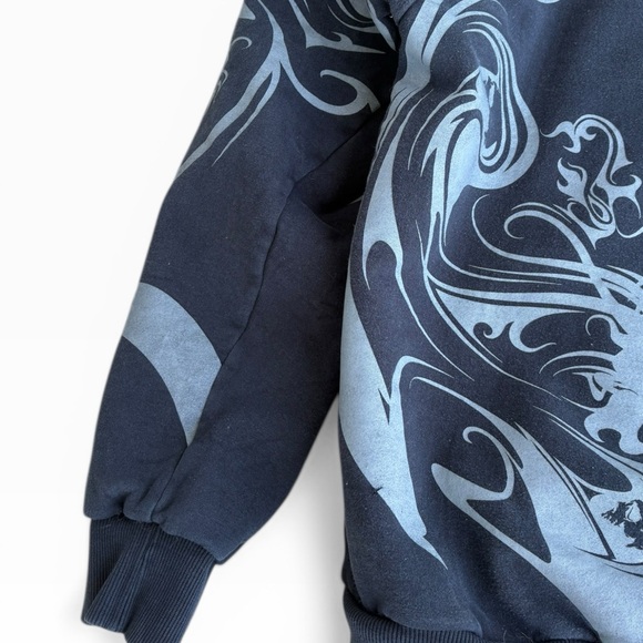 GRAIL Fox Racing Sasquatch Hoodie Sherpa Lined Y2K Tribal AOP Zip Up XXL - Picture 5 of 8